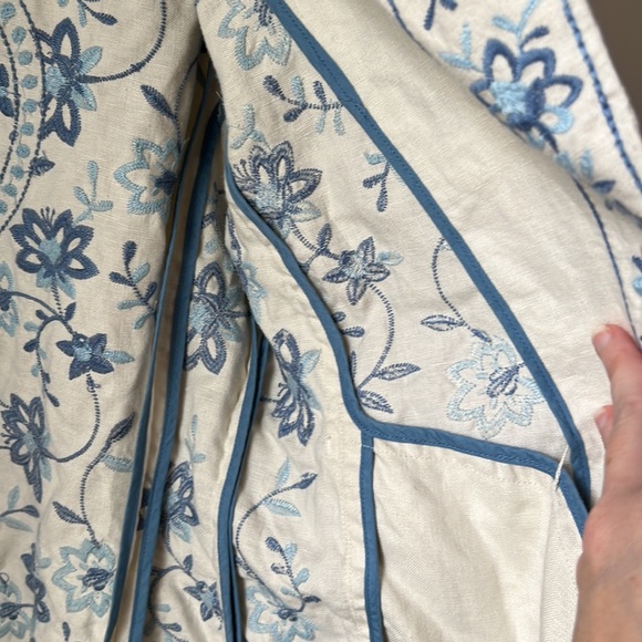 J Jill 100% Linen Floral Embroidered Jacket / Blazer.  Size Petite Small. - Picture 7 of 15